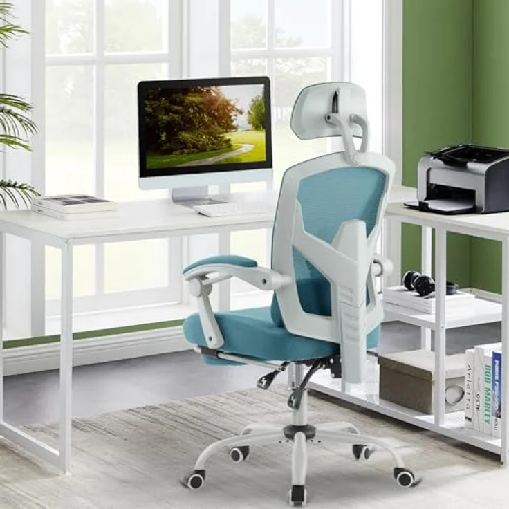 DUMOS Bürostuhl Ergonomisch EIN Schreibtischstuhl mit Komfortarmlehnen Ausgestattet mit Einer Bequemen Lendenwirbelstütze und Fußstütze Office Chair Geeignet für Zuhause – Bild 3