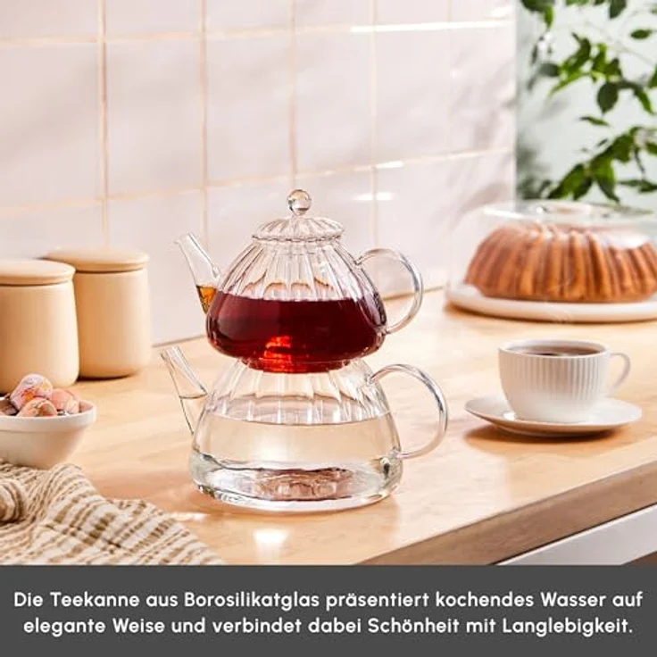Karaca Caydanlik-Teekanne Karaca Lori Borosilikat Glas-Teekannen-Set, 1.8L, Hitzebeständig – Bild 3
