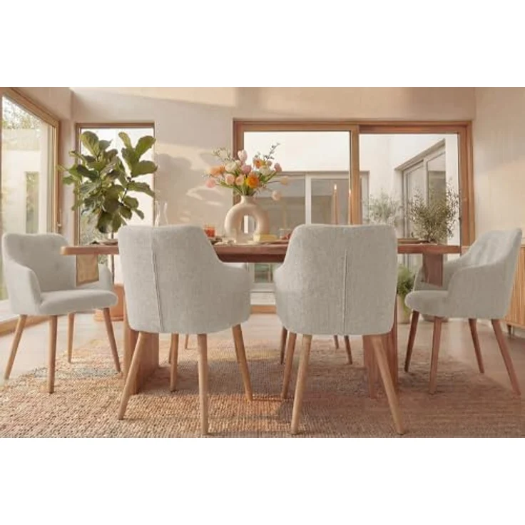 riess-ambiente Esszimmerstuhl SCANDINAVIA MEISTERSTÜCK beige/natur- Strukturstoff, Gummibaum, massiv (Einzelartikel, 1 St), Nordischer Stuhl - ideal für Esszimmer, Wohnbereich oder Homeoffice – Bild 6