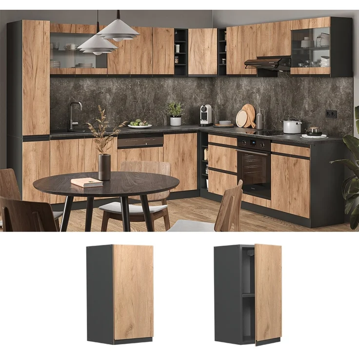 Hängeschrank R-Line Goldkraft Eiche 30 cm J-Shape Vicco – Bild 2