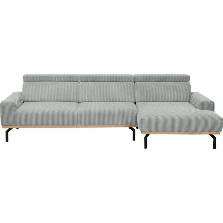 Sofa mit Longchair rechts Katrien Cordstoff silber – Bild 3