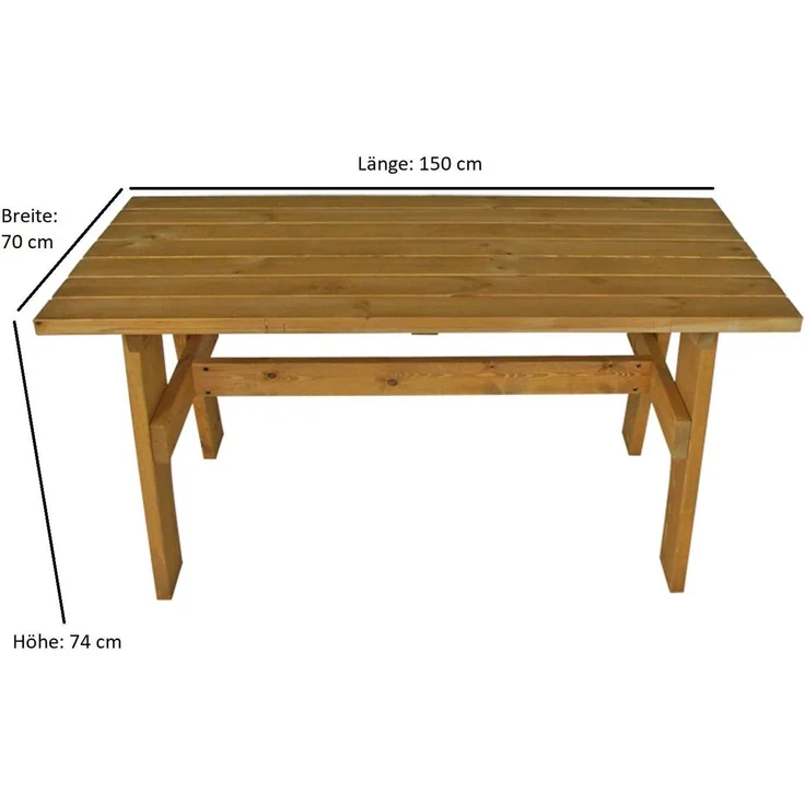 TPFGarden Garten-Essgruppe Drieburg, (3-tlg, Outdoor Garten Garnitur aus massivem Kiefernholz), 2x Bank 3-Sitzer & 1x Tisch 72x150cm - Hochwertige Verarbeitung – Bild 7