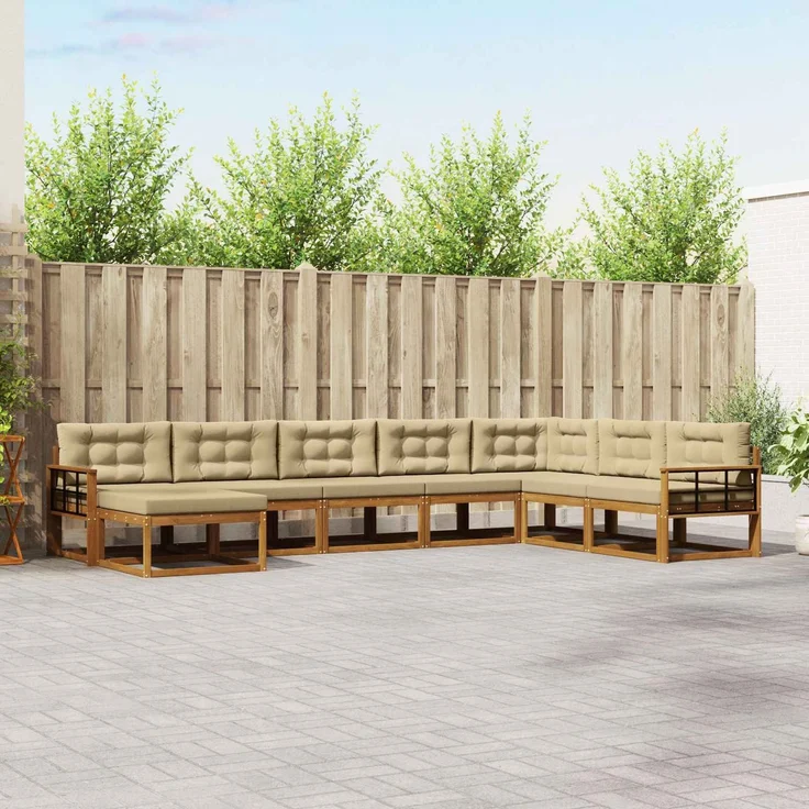 vidaXL Outdoor-Sofagarnitur 8 stk. 8-Sitzer Natur und Beige 3368011 – Bild 1