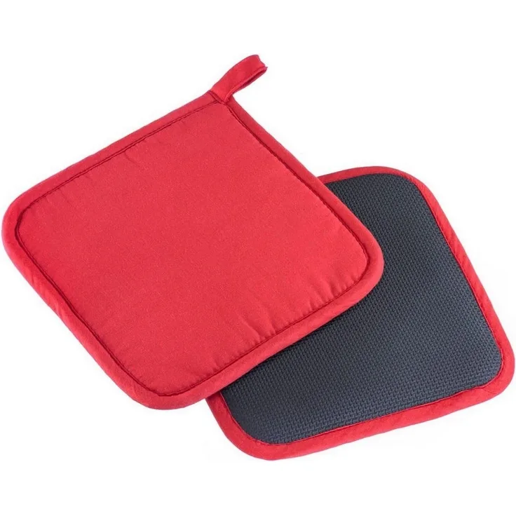 Thiru Topflappen 2er Set aus Baumwolle mit rutschfestem Neopren und Aufhängöse, (2-tlg), hitzebeständig bis 230°C, Baumwoll-Oberseite, Neopren-Unterseite