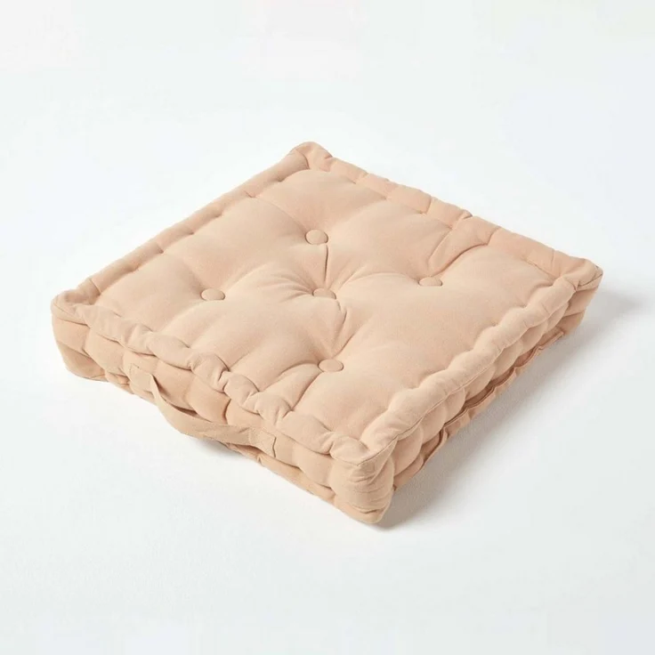 Homescapes Bodenkissen Sitzkissen unifarben beige 40 x 40 cm – Bild 1