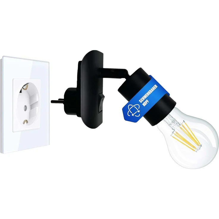 TRANGO LED Steckdosenleuchte, 11-059 LED Steckerleuchte inkl. 1x 8 Watt 3000K warmweiß E27 LED Leuchtmittel in Schwarz matt *ANNA*, Wandleuchte, Leselampe, Küchenlampe – Bild 4