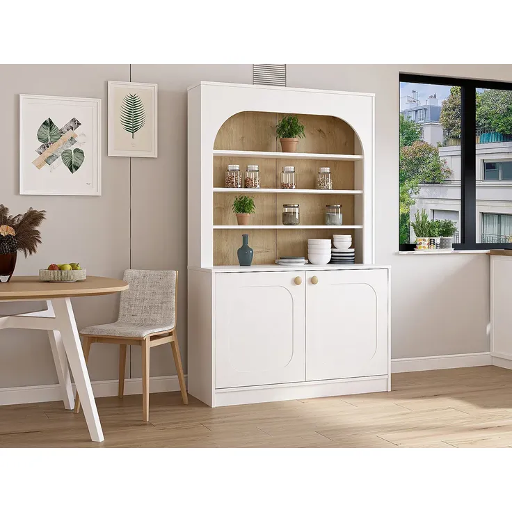 Vente-unique - ANZILA Küchenmöbel Holz, Platte BeigeWeiß - B 45 cm x H 180 cm x L 120 cm – Bild 6