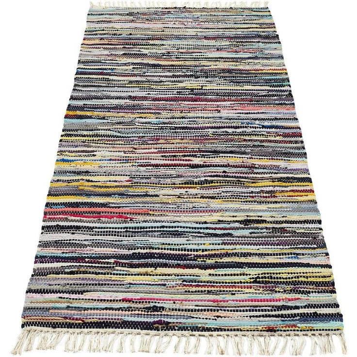 Andiamo Teppich Multi, rechteckig, Höhe: 10 mm, Flachgewebe, Fleckerl, reine Baumwolle, handgewebt, mit Fransen – Bild 5