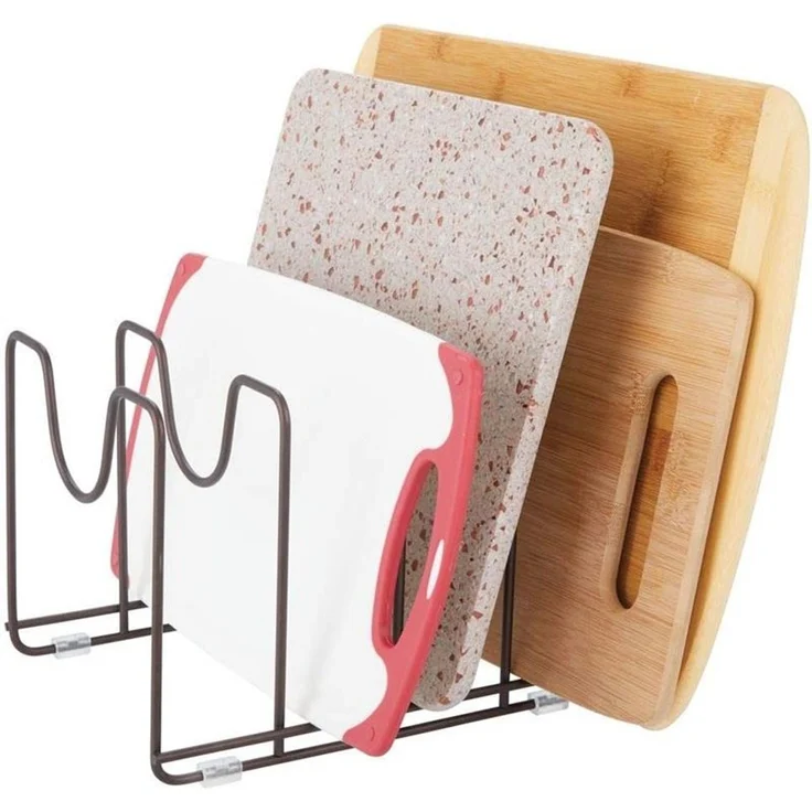 mDesign Geschirrständer Pfannenhalter Aufbewahrung Organizer Metall Bronze – Bild 5