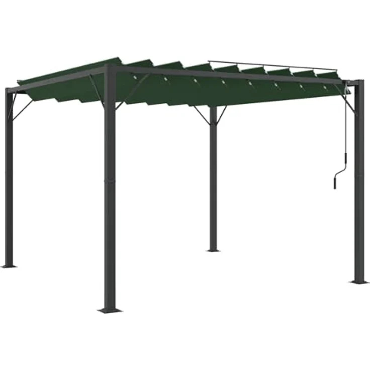 vidaXL Gazebo mit Lamellen-Dach, Moderner Aluminium Pavillon in Grün, 3 x 3 m für Gartenpartys und Terrassenschatten – Bild 1