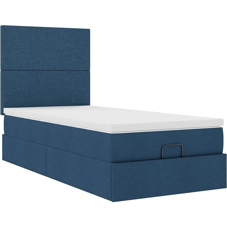 vidaXL Ottomane Bett mit Matratze & LEDs Blau 90x200 cm Stoff 3313898 – Bild 5