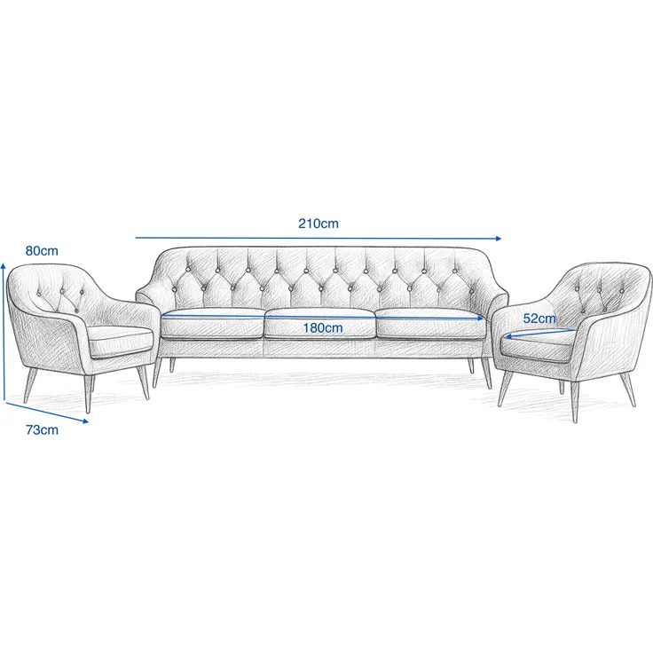 Wohnzimmer-Set BENITO 4: 3-Sitzer Sofa + 2 Sessel – Bild 2