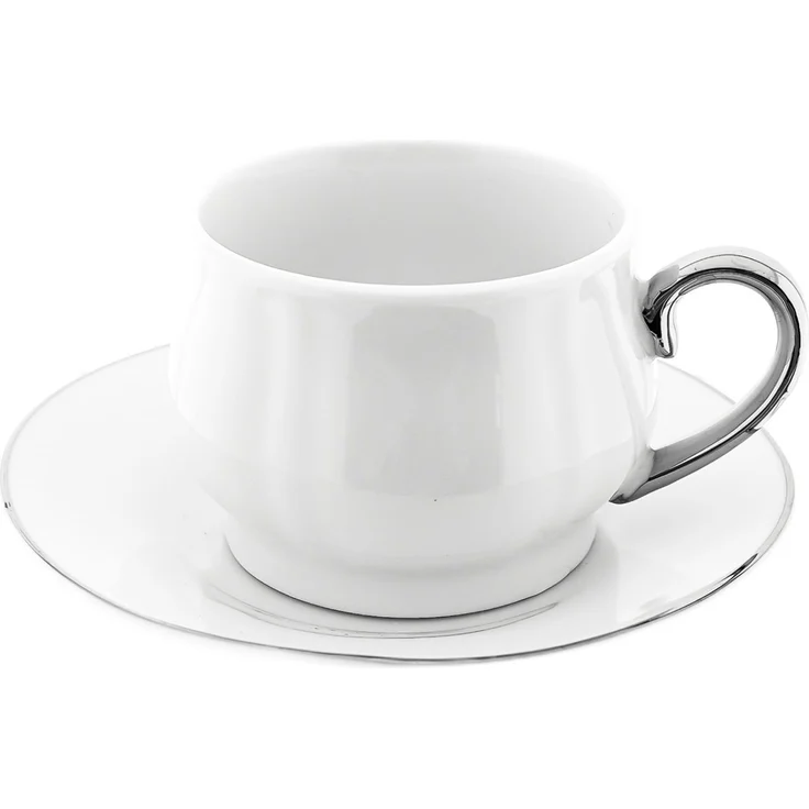 Edles Mokkatassen-Set aus feinem Porzellan 100ml – stilvoll & zeitlos Silber – Bild 2