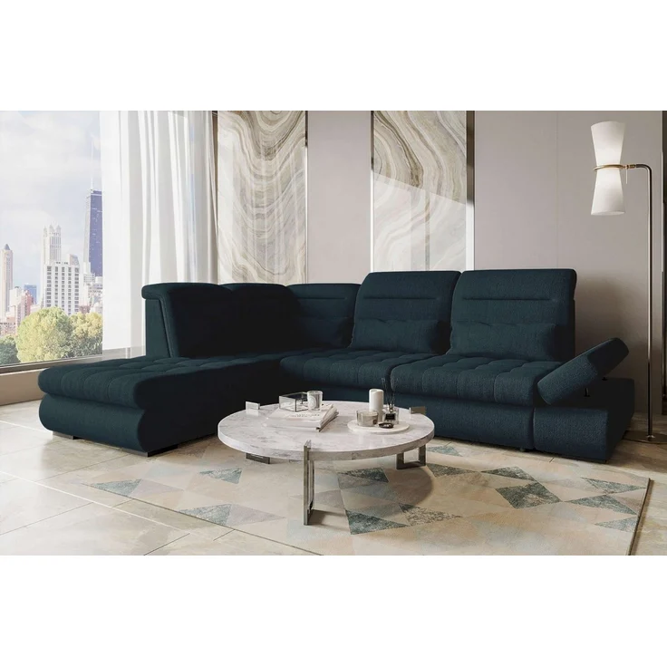 99rooms Ecksofa Toscana, Sofa L-Form, Eckcouch, Bettfunktion, Rundumbezug aus gepolstertem Velours VOGUE – Bild 1