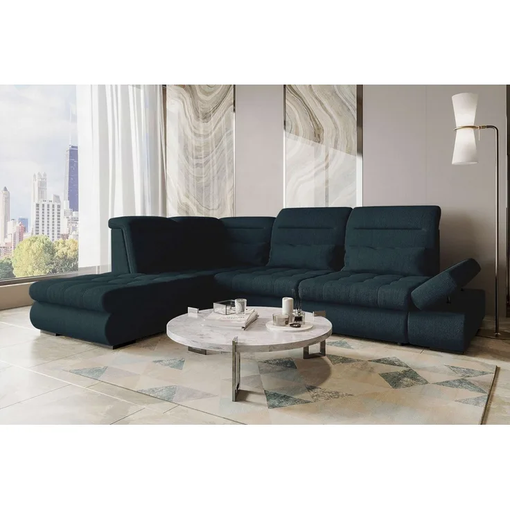 99rooms Ecksofa Toscana, Sofa L-Form, Eckcouch, Bettfunktion, Rundumbezug aus gepolstertem Velours VOGUE