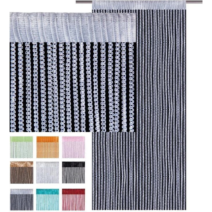 Fadenvorhang Lurex- Optik Fadengardine mit Stangendurchzug Türvorhang, attraktiv und modern in vielen verschiedenen Ausführungen erhältlich Silber 140x250cm – Bild 4