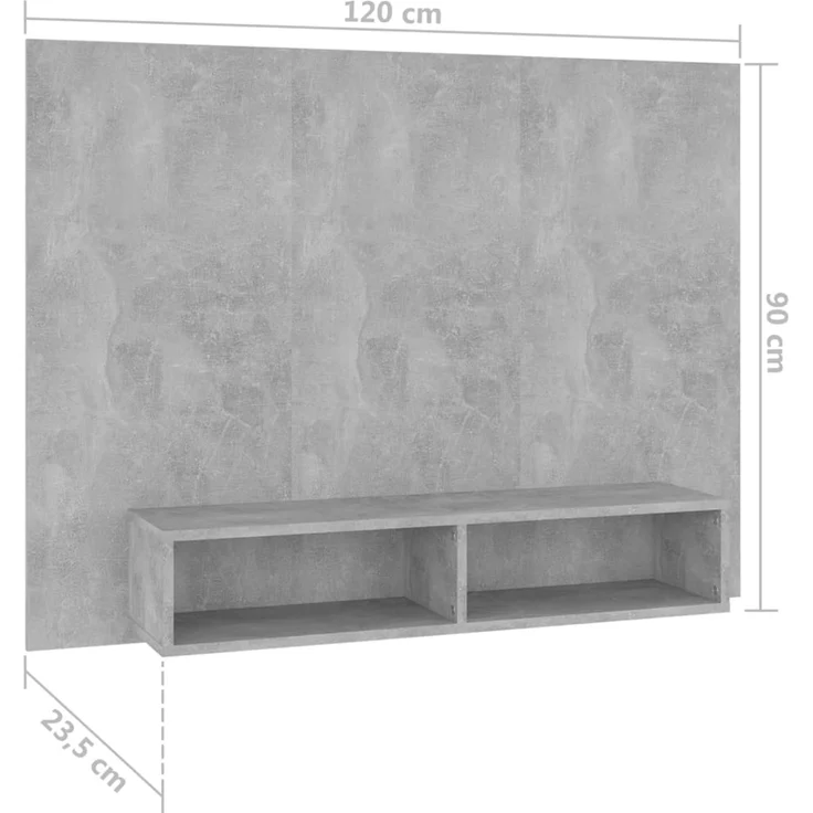 TV-Wandschrank, TV-Hängeboard Fernsehschrank Betongrau 120x23,5x90 cm Holzwerkstoff – Bild 7
