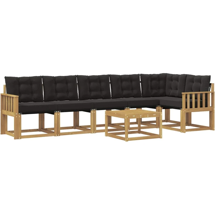 vidaXL Outdoor-Sofagarnitur 7 stk. 6-Sitzer Weiß und Schwarz 3389546 – Bild 2