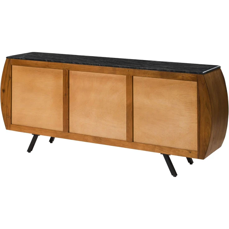 Sideboard Akazie 184x40x75 natur lackiert / Marmor schwarz MONTREAL #127 – Bild 10