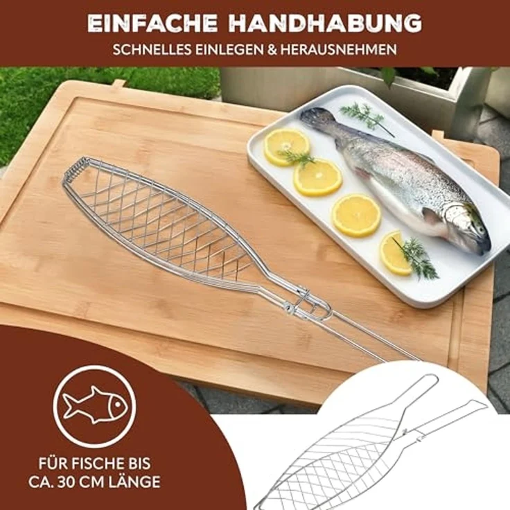 bremermann Grillguthalter Fischgriller, klappbarer Griff, Edelstahl, ca. 56,7 x 12,8 cm, (1-St) – Bild 3