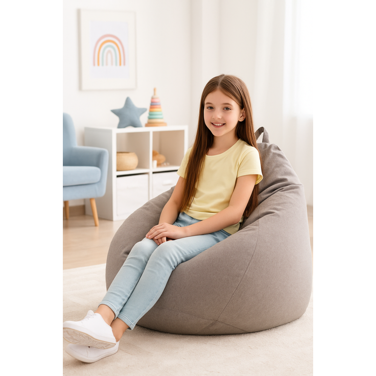 AD.CON Sitzsack mit Füllung, Hellgrau, 70 x 80 x 50 120L, Styropor-Regranulat – Bild 8