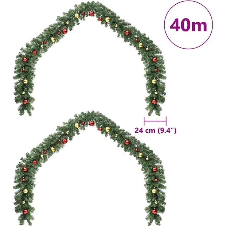 vidaXL Weihnachtsgirlande 2 stk. 600 LEDs Grün 20 m PVC 42016693 – Bild 7