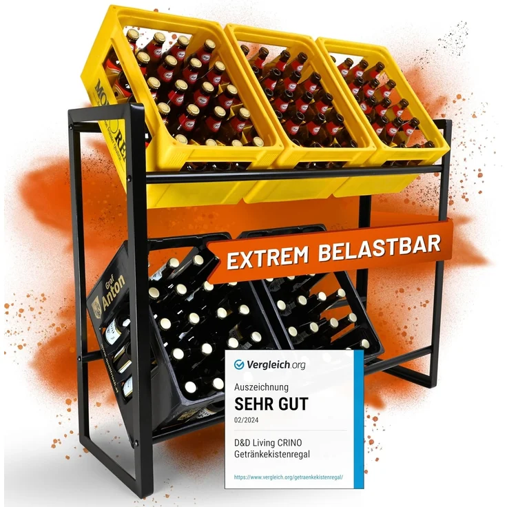 D&D Living® Getränkekistenregal | Massives Getränkeregal freistehend & stabil - Regal für 6 Getränkekisten aus Metall – Bild 1