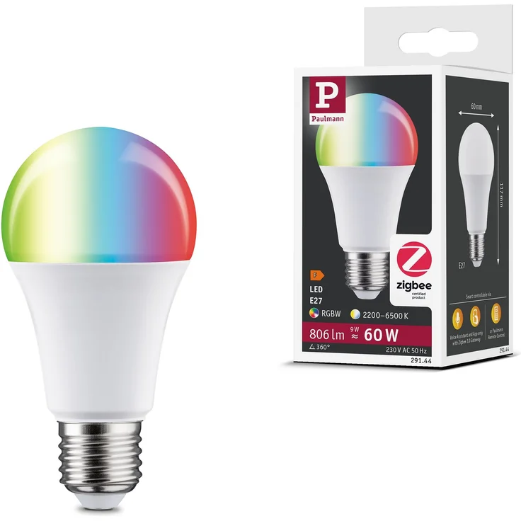 Standard 230V Smart Home Zigbee 3.0 LED Birne E27 806lm 9W RGBW+ dimmbar Matt – Bild 6