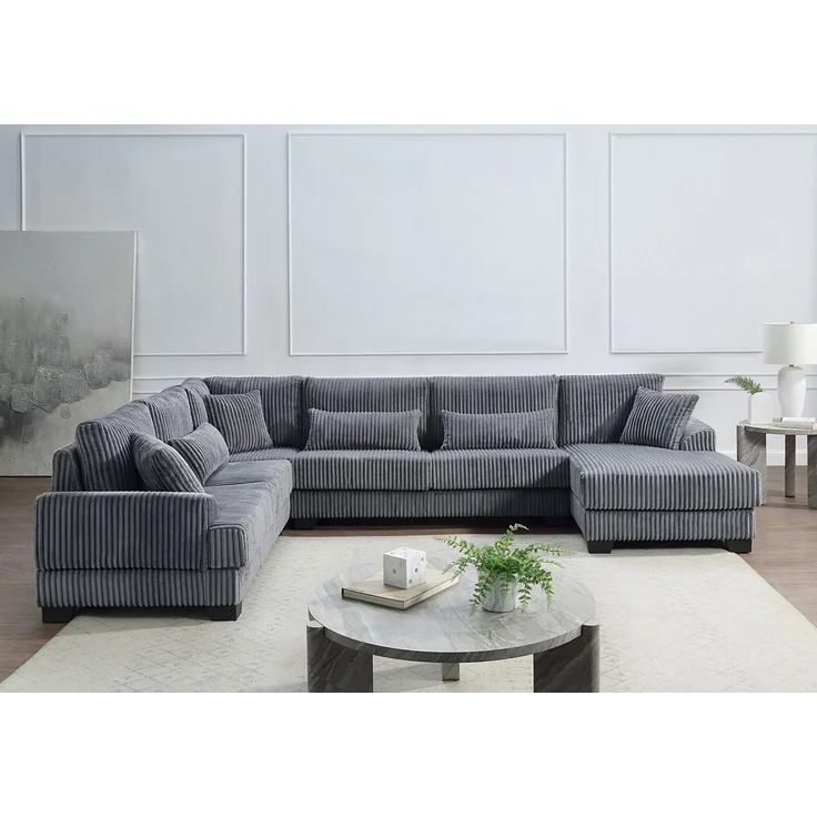 ATLANTIC home collection Wohnlandschaft Miron, U-Form, Breite: 332cm, weicher XXL-Cordbezug, inklusive 6 Zierkissen – Bild 1