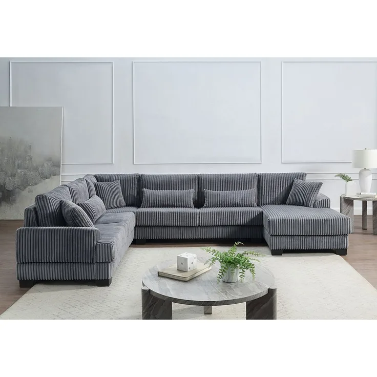 ATLANTIC home collection Wohnlandschaft Miron, U-Form, Breite: 332cm, weicher XXL-Cordbezug, inklusive 6 Zierkissen