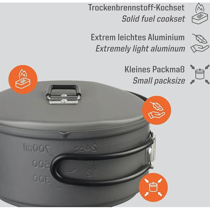 ESBIT Trockenbrennstoff-Kochset Topf Aluminium 1 l Aluminium Aluminium Aluminium – Bild 2