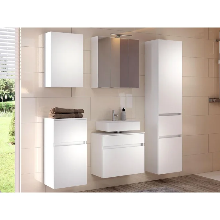 Badezimmer-Set >Baabe< (5-teilig) in Weiß - 170x47cm (BxT)