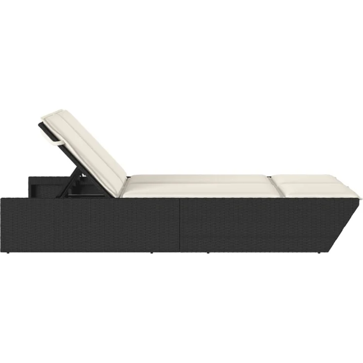 vidaXL Doppel-Sonnenliege mit Kissen Schwarz Poly Rattan 368179 – Bild 5
