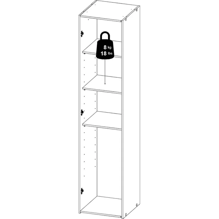 Dmora - Eintüriger Kleiderschrank mit DREI Innenregalen, Farbe Weiß, Maße 39 x 175 x 41 cm – Bild 7