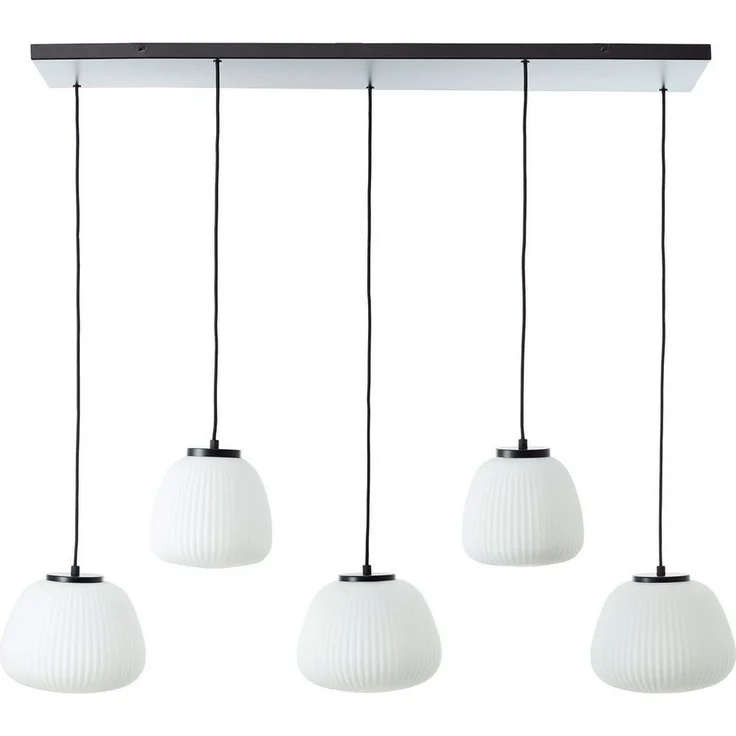 Brilliant Pendelleuchte Kaizen, ohne Leuchtmittel, 150 x 125 x 48 cm, 5 x E27, kürzbar, Riffelglas – Bild 5