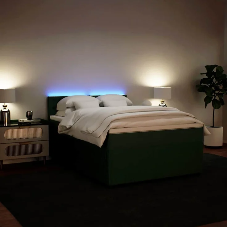 vidaXL Boxspringbett mit Matratze Dunkelgrün 160x200 cm Samt 3290097 – Bild 5