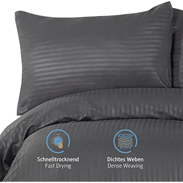 Komfortec Bettwäsche Deluxe, 2&3 Teilig, 140x200 cm, 155x220 cm, 200x200 cm oder 220x240 cm, 100 % Mikrofaser (120 g/m), 2 teilig, Bettwäsche-Sets 140x200 cm mit Reißverschluss, Weich und Bügelfrei – Bild 3