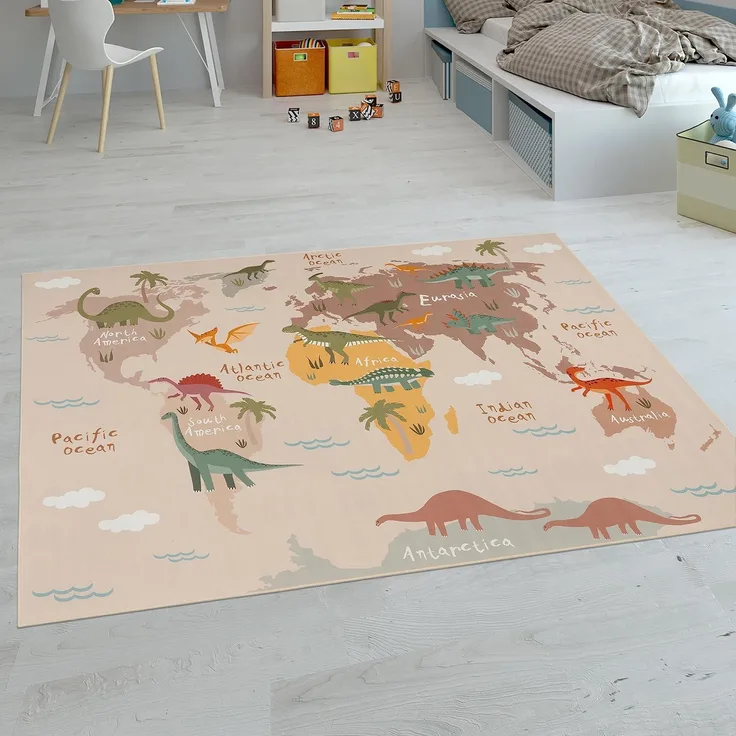 Paco Home Kinderteppich Teppich Kinderzimmer Spielteppich Junge Mädchen Modern rutschfest, Grösse:120x160 cm, Farbe:Beige 2