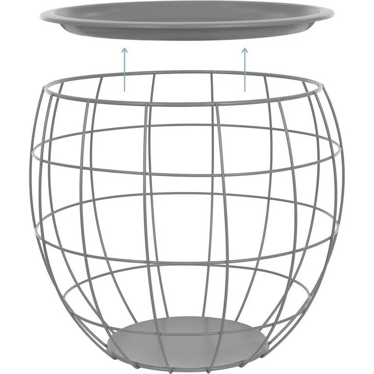 ML-DESIGN Beistelltisch Sofatische aus Metall rund Wohnzimmertische Satztische (3-St), Couchtisch Grau Metallkörbe Drahtkorb mit abnehmbarer Tischplatte – Bild 2