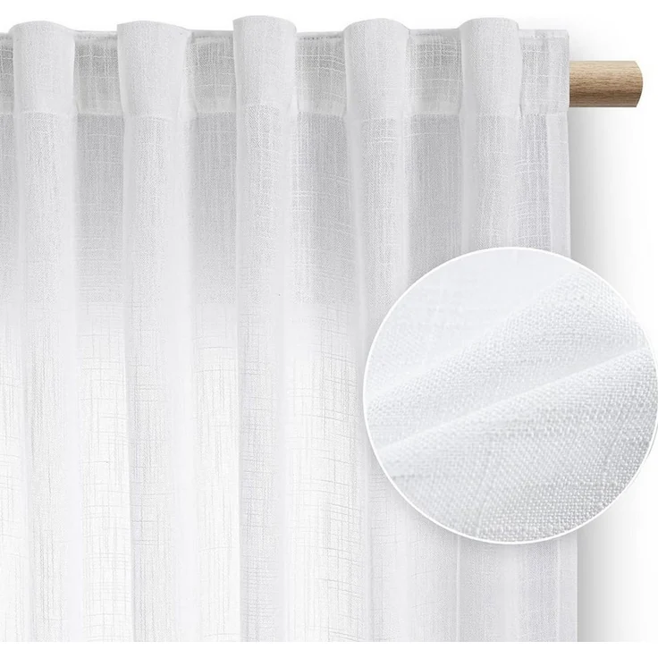 Restilo Gardine Gardine Stangendurchzug Vorhang Viskose Microfaser Transparent Muster (1 St), Stangendurchzug, halbtransparent, Microfaser mit Viskose – Bild 2