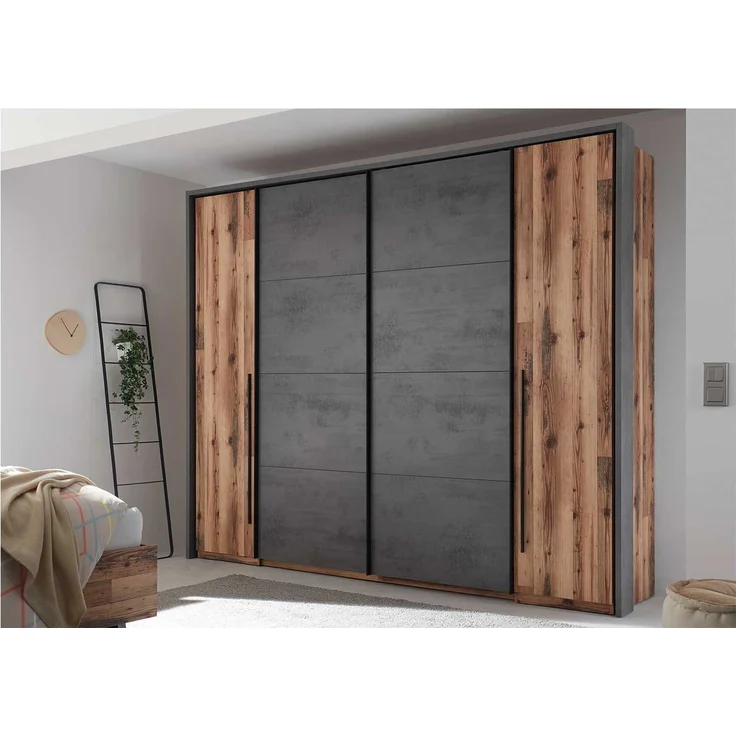 Kleiderschrank Sarnthein / Sarnia, Holzwerkstoff, Schwarz, Holzfarben, 312 x 226 x 60 cm – Bild 6