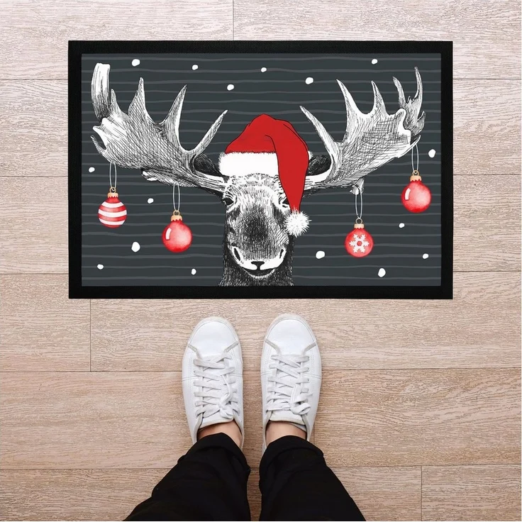 MoonWorks Fußmatte Fußmatte Elch Weihnachten Christmas Wintermotive Weihnachtsdeko, rechteckig – Bild 2