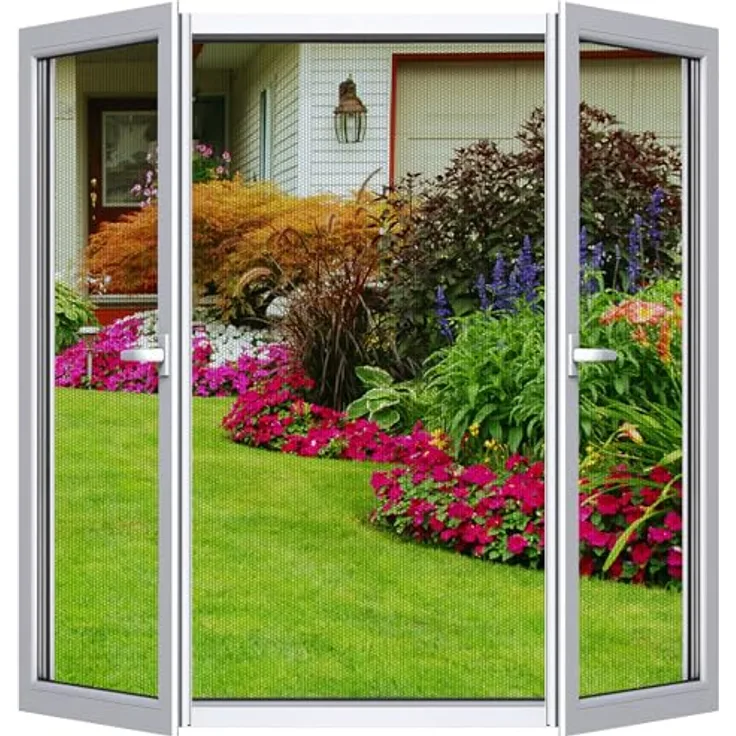 Fliegengitter Fenster 2er Set 150 x 155 cm | DIY zuschneidbar ohne Bohren, Klebemontage | Insektenschutz Fenster Fliegenvorhang Moskitonetz | mit Schneidewerkzeug | transparent, feinmaschig, Schwarz