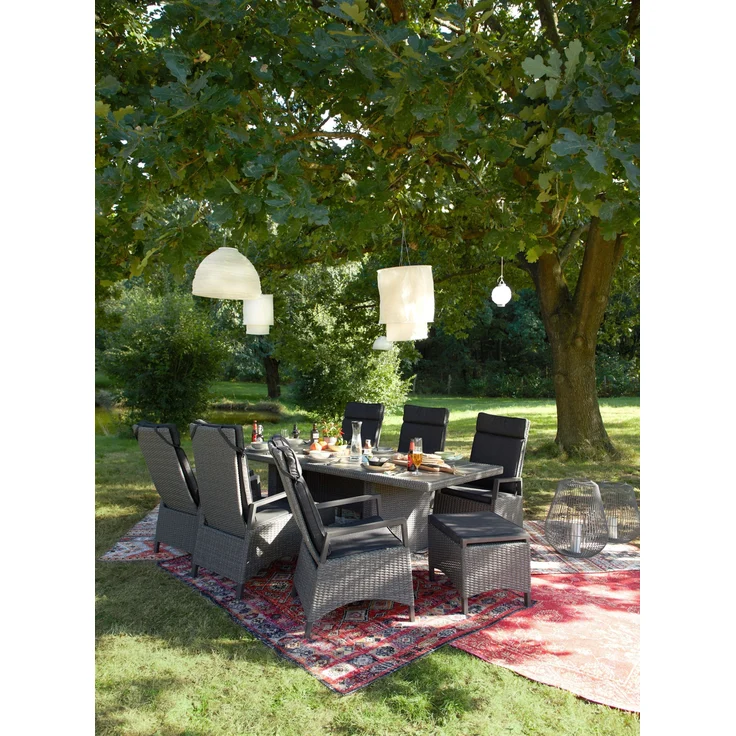 Gartenhocker Keramo Dining, Rattan, Grau, Schwarz, 57 x 46 x 47 cm – Bild 3