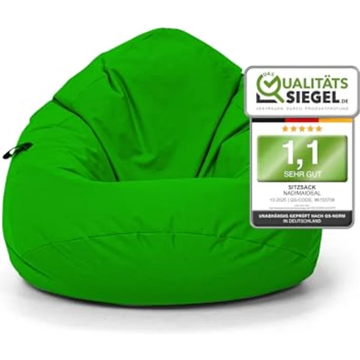 Nadimaideal Sitzsack Tropfenform Kastanie | Bodenkissen für Kinder & Erwachsene | Indoor & Outdoor | Gaming Sitzsack - Sitzkissen - Beanbag | Füllung EPS Perlen (Grün, XXL-Durchmesser 88 cm) – Bild 2
