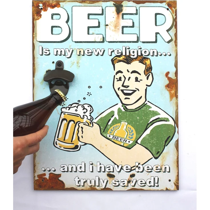 Wandbild Beer mit Flaschenöffner 40cm Bieröffner 21261 Blau Wandflaschenöffner Öffner – Bild 1