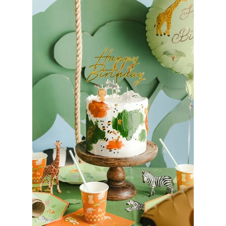partydeco Tortenstecker, Cake Topper Happy Birthday 18x16,5cm Gold – Bild 3
