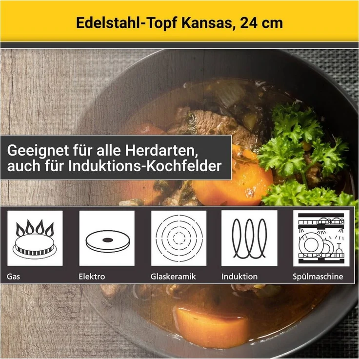 Fleischtopf KANSAS 24 cm ER, mit Ausgießer, Glasd. – Bild 2
