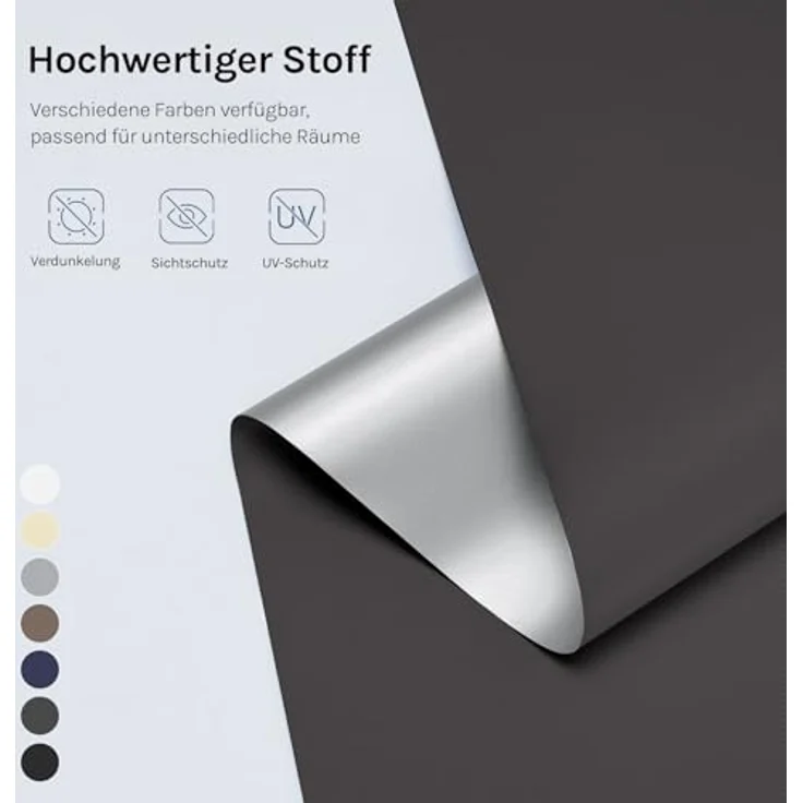 WOLTU Verdunklungsrollo ohne Bohren Anthrazit 80x160 cm (BxH), Thermorollo Klemmfix Fensterrollo Seitenzugrollo easyfix Verdunkelung Rollos Sichtschutz und Sonnenchutz, Klemmrollo für Fenster & Tür – Bild 4