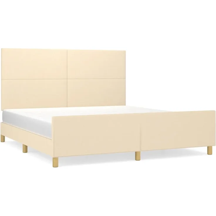 Doppelbett, Bettgestell Modernen ohne Matratze Creme 160x200 cm Stoff d1990e